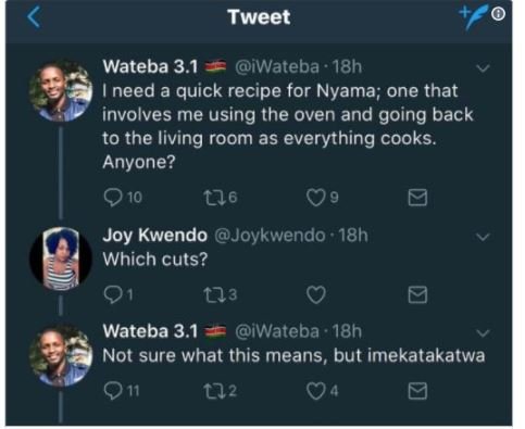 Tweet wateba 3.1 iwateba 18h need a quick recipe for nyama one that involves me