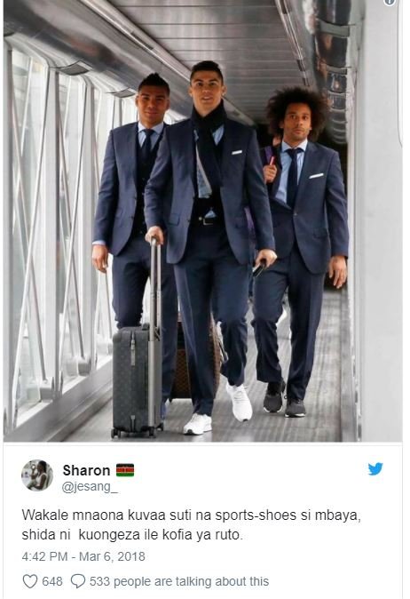 Sharon jesang wakale mnaona kuvaa suti na sportsshoes si mbaya shida ni kuongeza