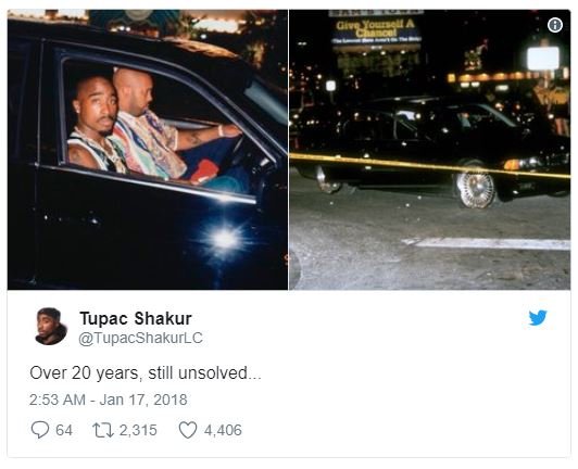 Tupac shakur tupacshakurlc over 20 years , still unsolved. 2.53 am jan 17, l7 2,