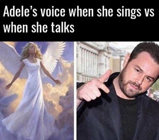Adele's voice when she sings vs when she talks