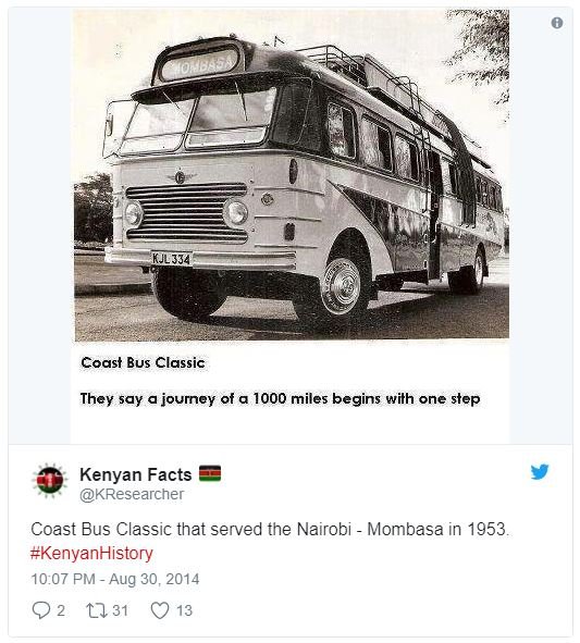 Coast bus classic they say journey of a o00 miles begins wiłh one stop kenyan fa