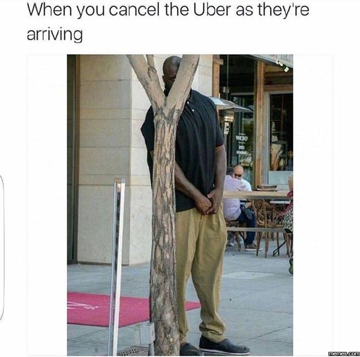 When you cancel the uber as they're arriving memeacom