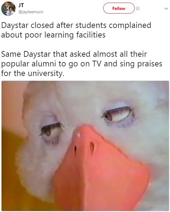 Jt jayteemuro follow daystar closed after students complained about poor learnin