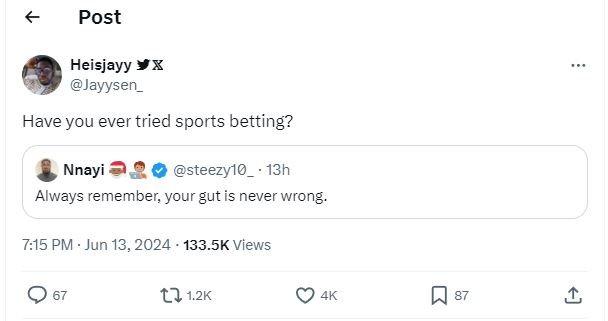 Post heisjayy x jayysen _ have you ever tried sports betting? nnayi steezyl0 13h