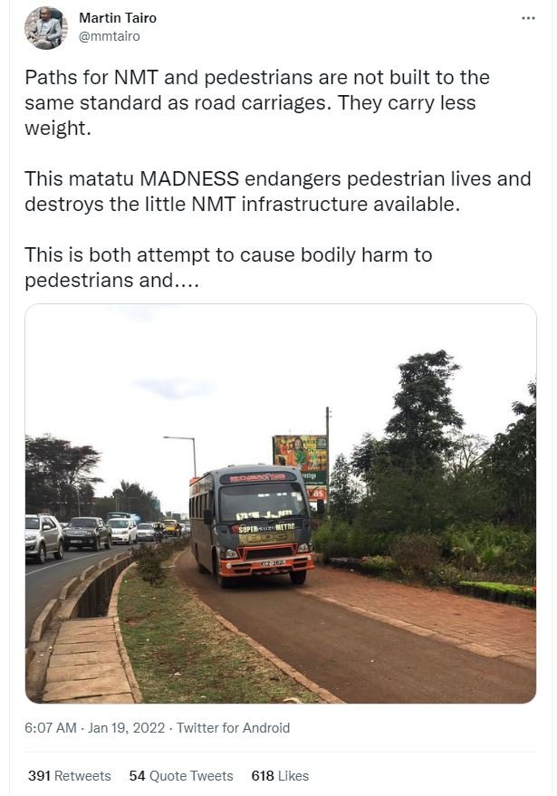 Martin Tairo mmtairo Paths for NMT and pedestrians are not built to the same sta