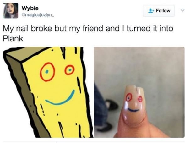 Wybie magiccjozlyn _ follow my nail broke but my friend and turned it into plank