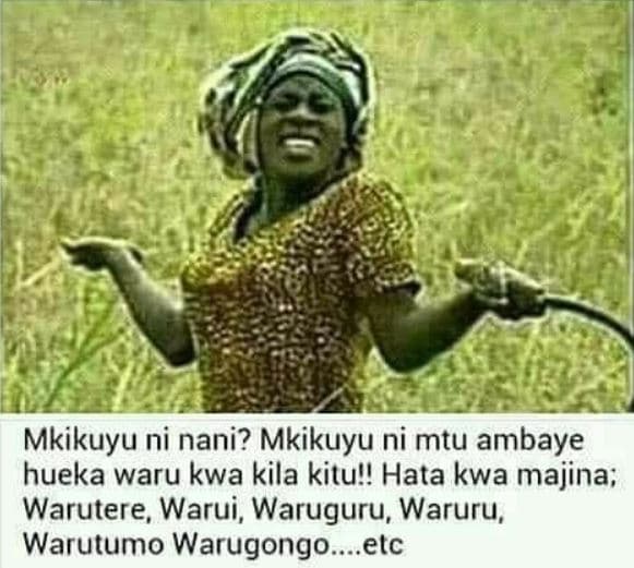Mkikuyu ni nani? mkikuyu ni mtu ambaye hueka waru kwa kila kilul hata kwa majina