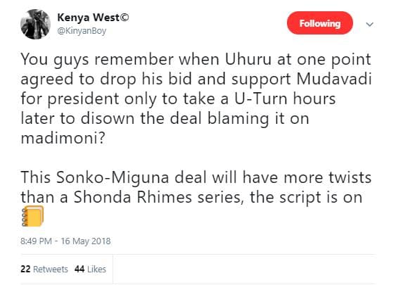 Kenya west kinyanboy following you guys remember when uhuru at one point agreed
