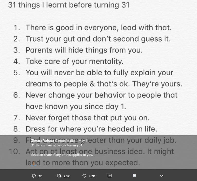 31 things learnt before turning 31 1 there is good in everyone, lead with that.