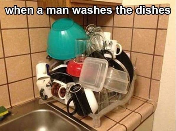 Whena man washes thedishes