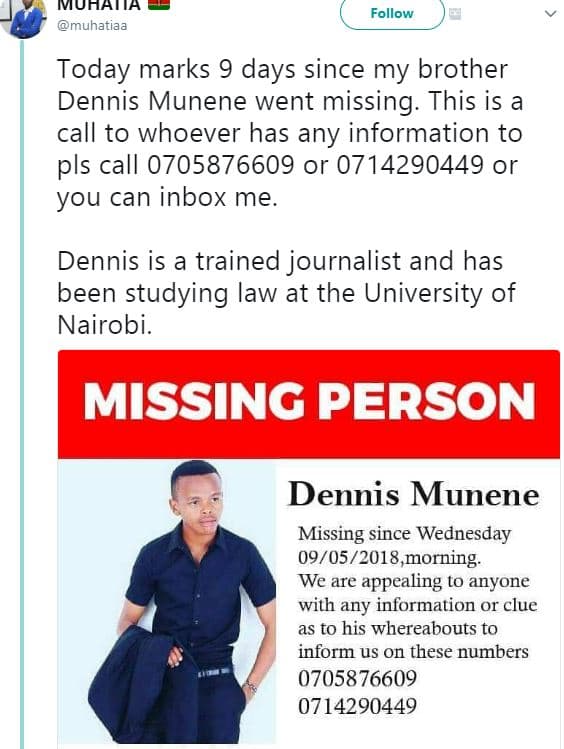 Iviuhania muhatiaa follow today marks 9 days since my brother dennis munene went