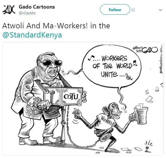 Gado cartoons akk igaddo follow atwoli and maworkers! in the standardkenya sbrca