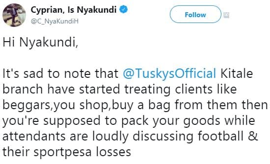 Cyprian, is nyakundi c_nyakundih follow hi nyakundi, it's sad to note that tusky