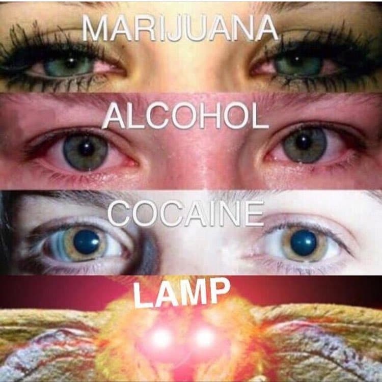 Marriuuana alcohol cocaine lamp