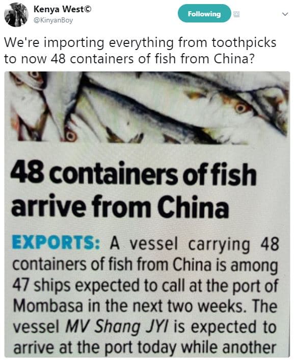 Kenya west kinyanboy following we're importing everything from toothpicks to now