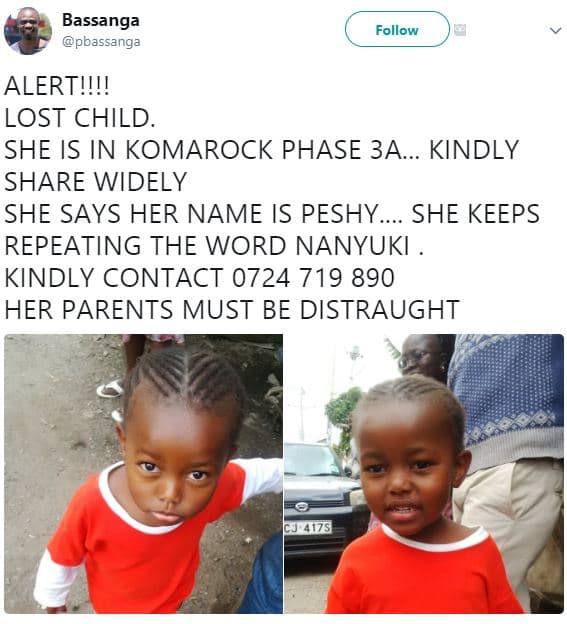 Bassanga pbassanga follow alertiii! lost child. she is in komarock phase 3a. kin