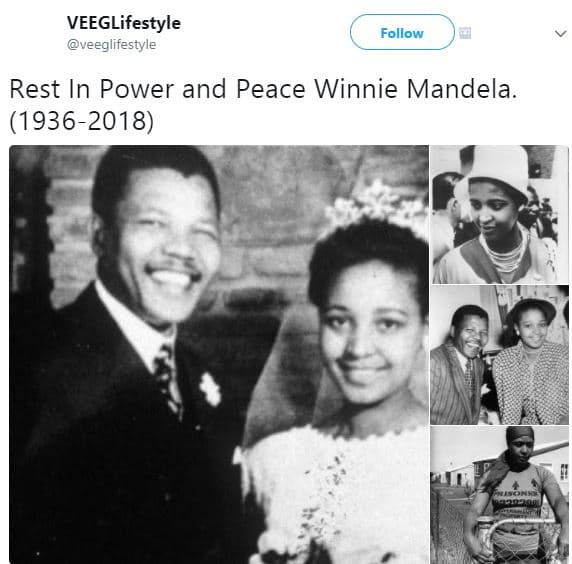 Veeglifestyle veeglifestyle follow rest in power and peace winnie mandela.