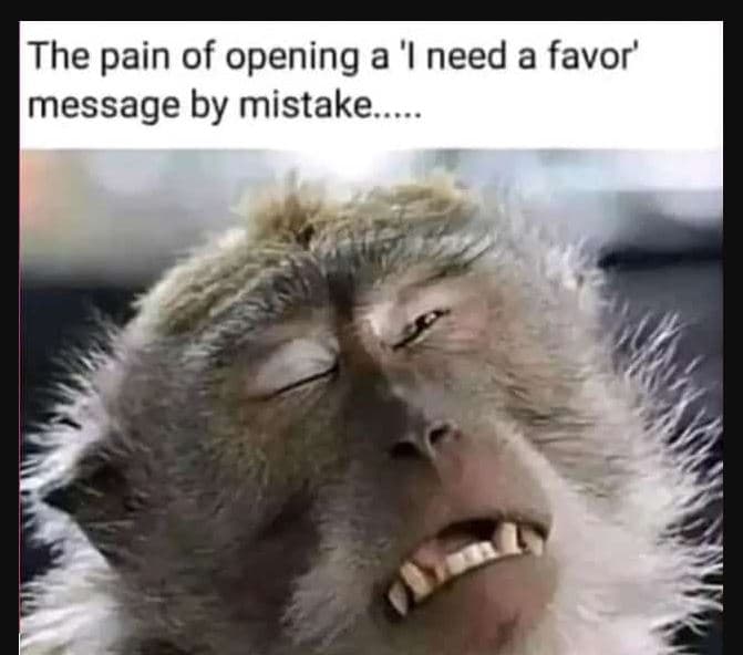 The pain of opening a ' need a favor' message by mistake