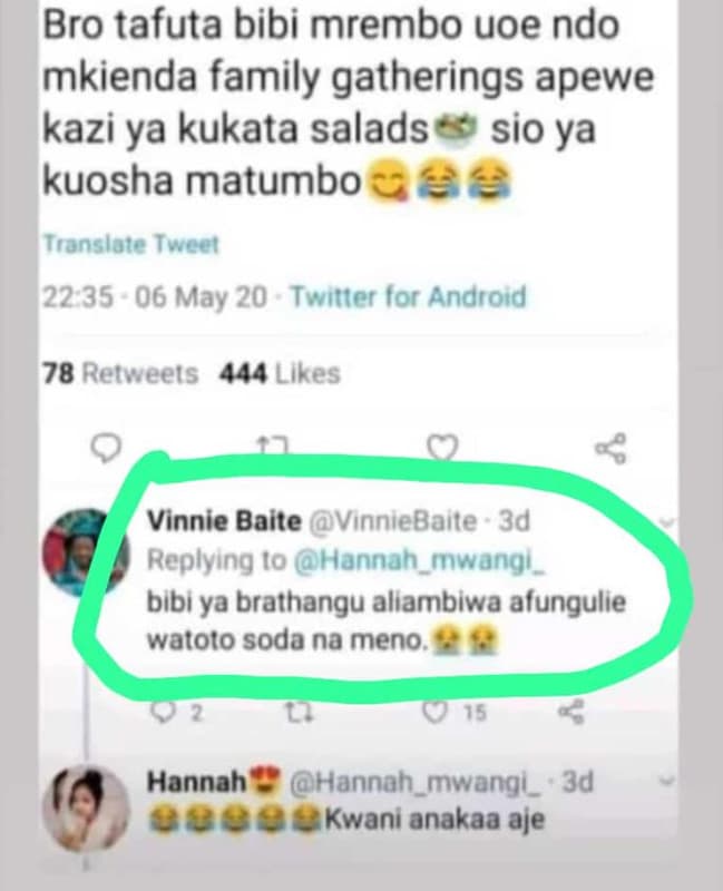 Bro tafuta bibi mrembo uoe ndo mkienda family gatherings apewe kazi ya kukata sa