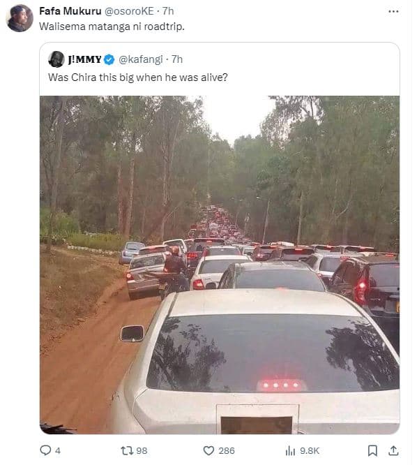 Fafa mukuru osoroke th walisema matanga ni roadtrip. j'mmy kafangi was chira thi