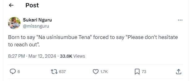 Post sukari nguru missnguru born to say na usinisumbue tena forced to say please