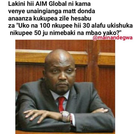 Lakini hii aim global ni kama venye unaingianga matt donda anaanza kukupea zile