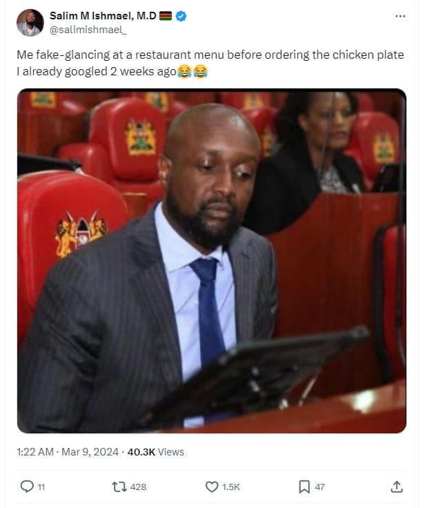 Salim m ishmael m.d salimishmael _ me fakeglancing at a restaurant menu before o