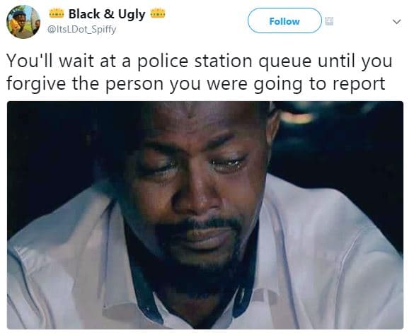 Black ugly itsldot_spiffy follow you'll wait at a police station queue until you
