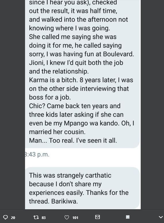 Since hear you ask, checked out the result, it was half time, and walked into th