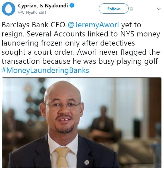 Cyprian, is nyakundi c_nyakundih follow barclays bank ceo jeremyawori yet to res
