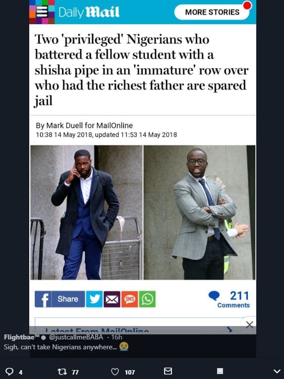 Daily mlail more stories two 'privileged' nigerians who battered a fellow studen