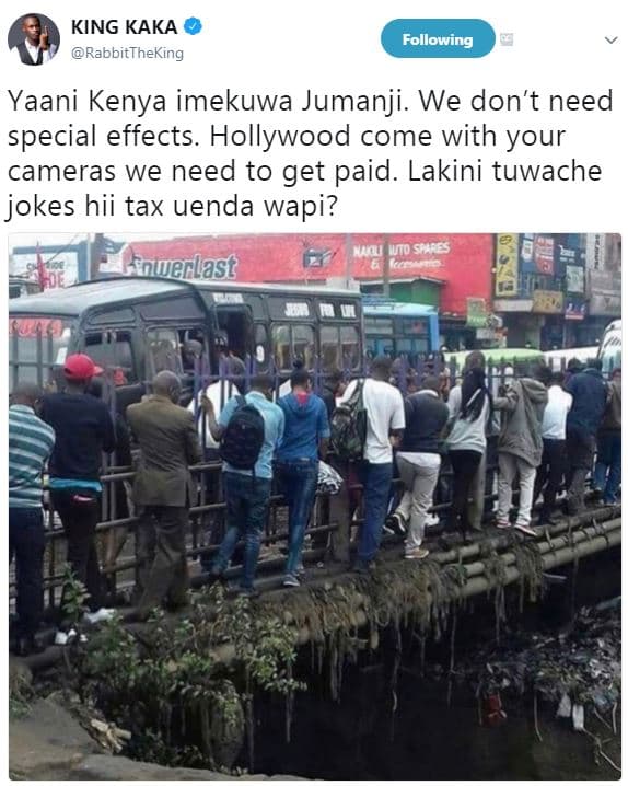 King kaka rabbittheking following yaani kenya imekuwa jumanji. we don't need spe