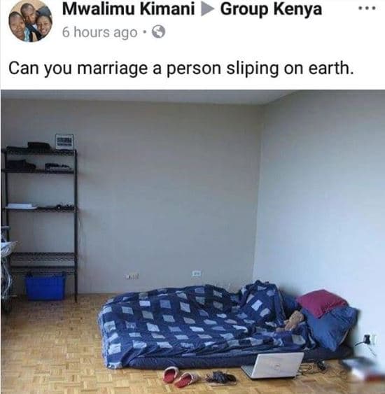 Mwalimu kimani group kenya 6 hours ago can you marriage a person sliping on eart