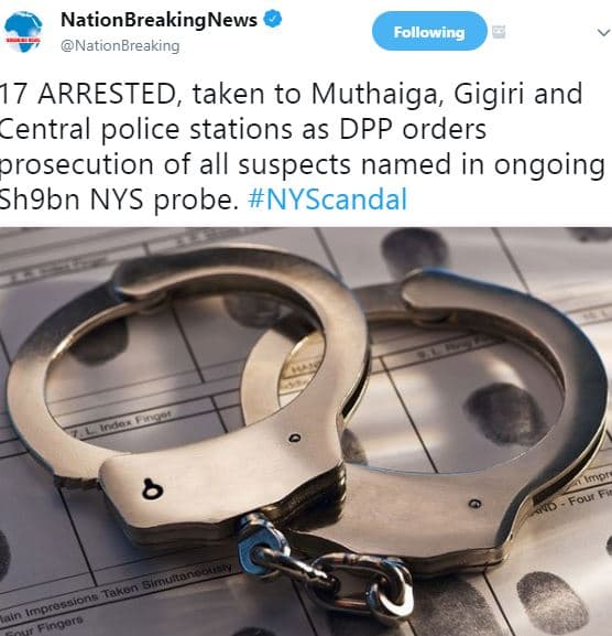 Nationbreakingnews nationbreaking following 17 arrested taken to muthaiga gigiri