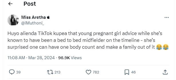 Post miss aretha imuthoni_ huyo alienda tiktok kupea that young pregnant girl ad