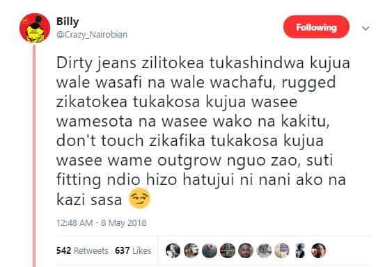 Billy crazy_nairobian following dirty jeans zilitokea tukashindwa kujua wale was