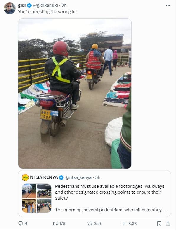 Gidi gidikariuki . 3h youre arresting the wrong lot ntsa kenya ntsa_kenya 5h ped