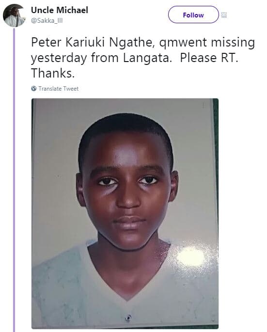 Uncle michael sakka follow peter kariuki ngathe qmwent missing yesterday from la