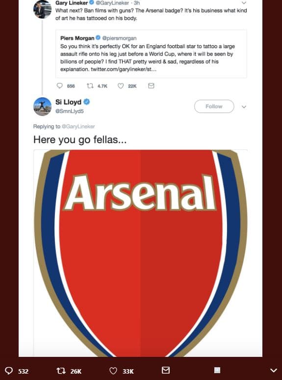 Gary lineker garylineker what next? ban films with guns? the arsenal bacge? its