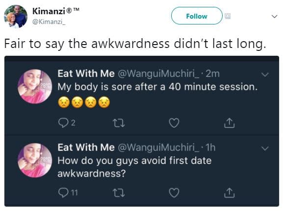 Kimanzi kimanzi follow fair to say the awkwardness didn't last long. eat with me