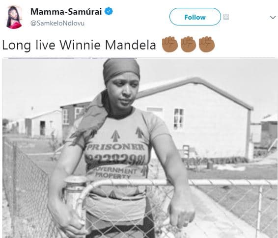 Mammasamurai samkelondlovu follow long live winnie mandela prisonek eanhent oper