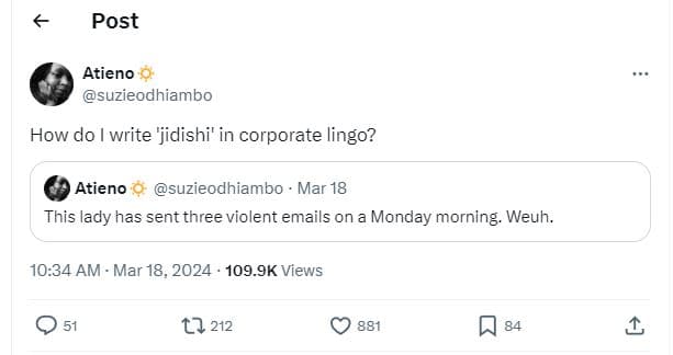 Post atieno suzieodhiambo how do i write 'jidishi' in corporate lingo? atieno su