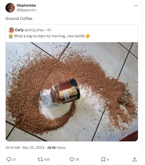 Mapholoba njayamjnr ground coffee colly willy_shau 4h what a way to start my mor