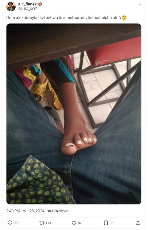 Juja_finnest juja_kot dem akikufanyia hivi mkiwa in restaurant, inamaanisha nini