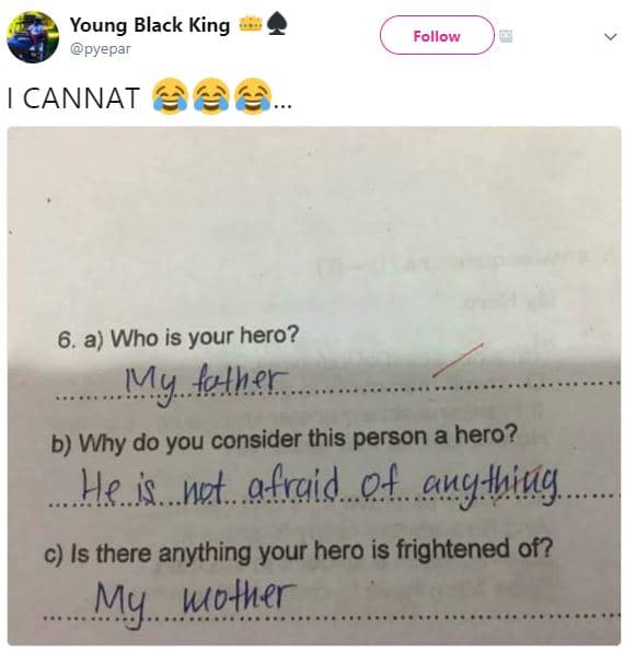 Young black king pyepar follow cannat 6. a who is your hero? mylłhsr b why do yo