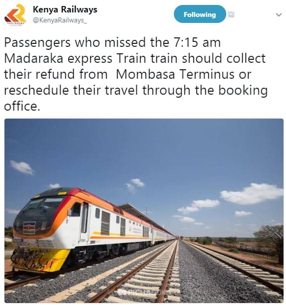 Kenya railways kenyarailways following passengers who missed the 715 am madaraka