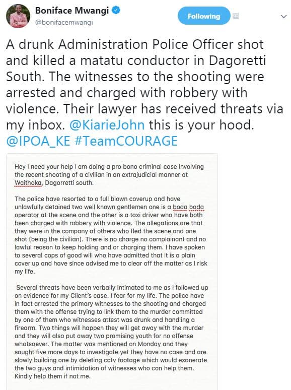 Boniface mwangi bonifacemwangi following a drunk administration police officer s