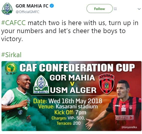 Gor mahia fc officialgmfc follow cafcc match two is here with us, turn up in you