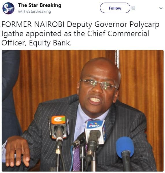 The star breaking thestarbreaking follow former nairobi deputy governor polycarp