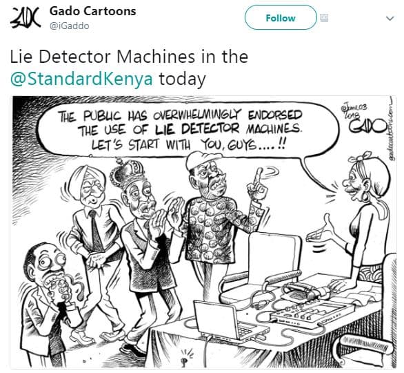 Gado cartoons igaddo follow lie detector machines in the standardkenya today the